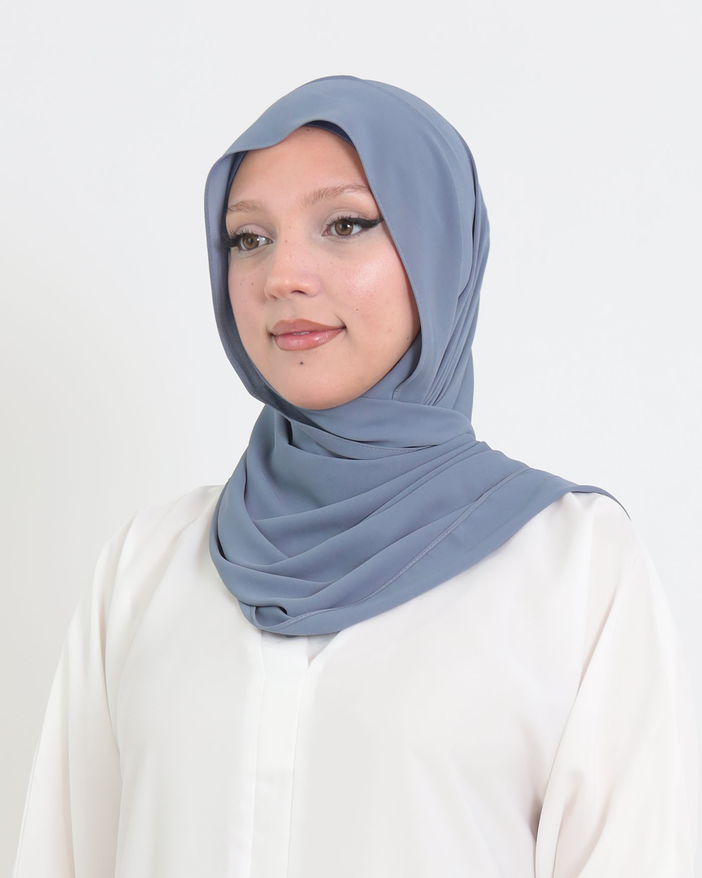 Hijab med cap och integrerad magnet - Lyx Chiffon - Mörkgrå