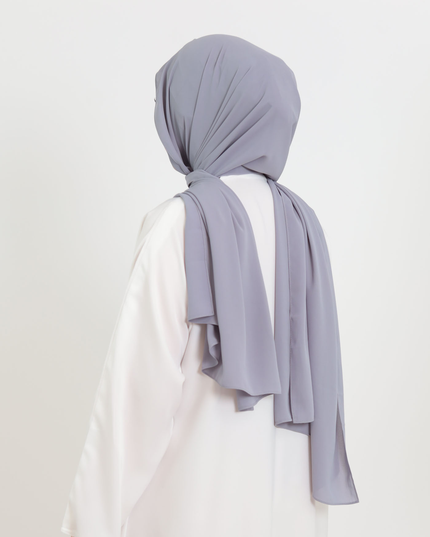 Hijab mit Kappe und integriertem Magneten - Luxus-Chiffon - Mittelgrau - 2