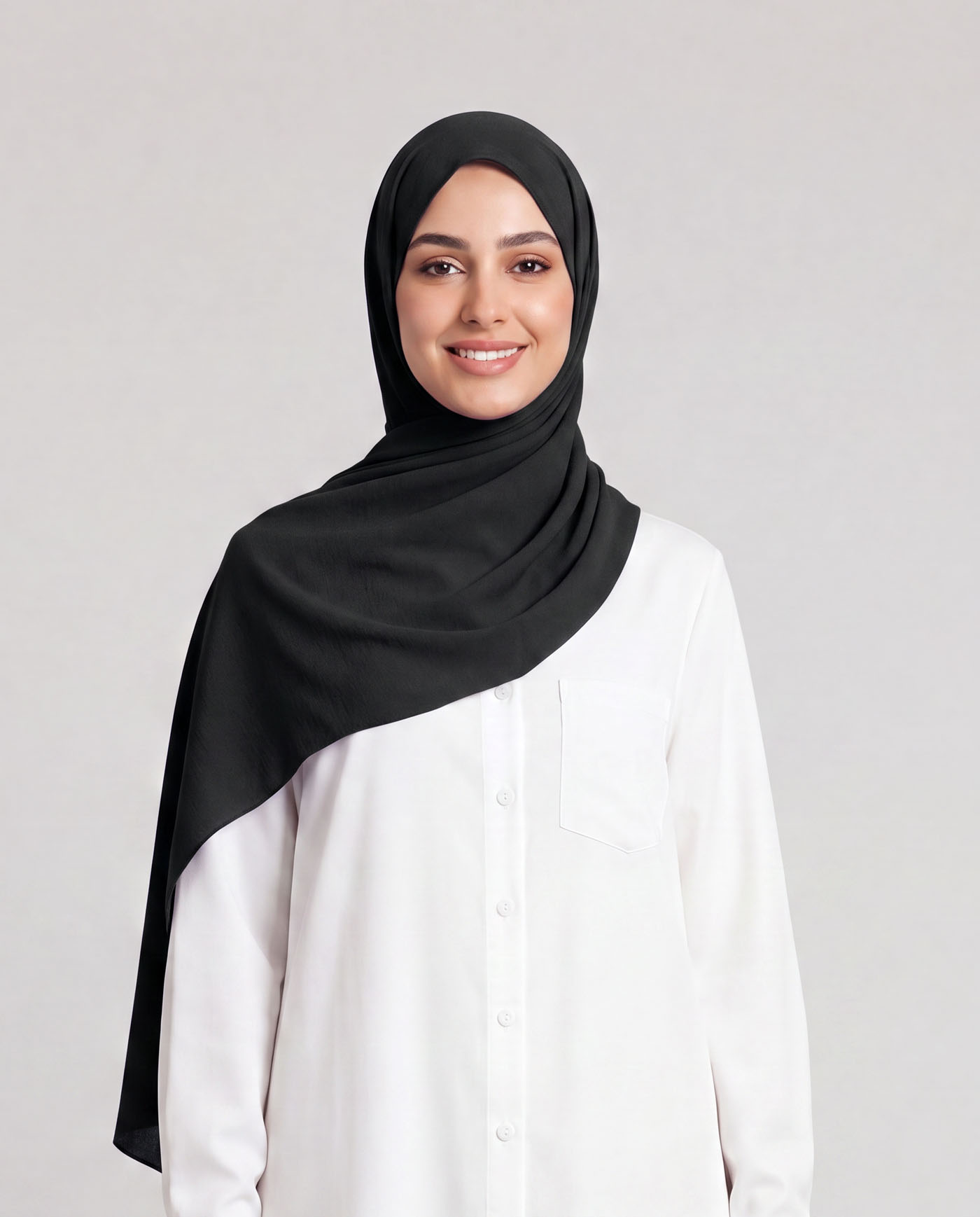 Linne krinklad Hijab - Svart