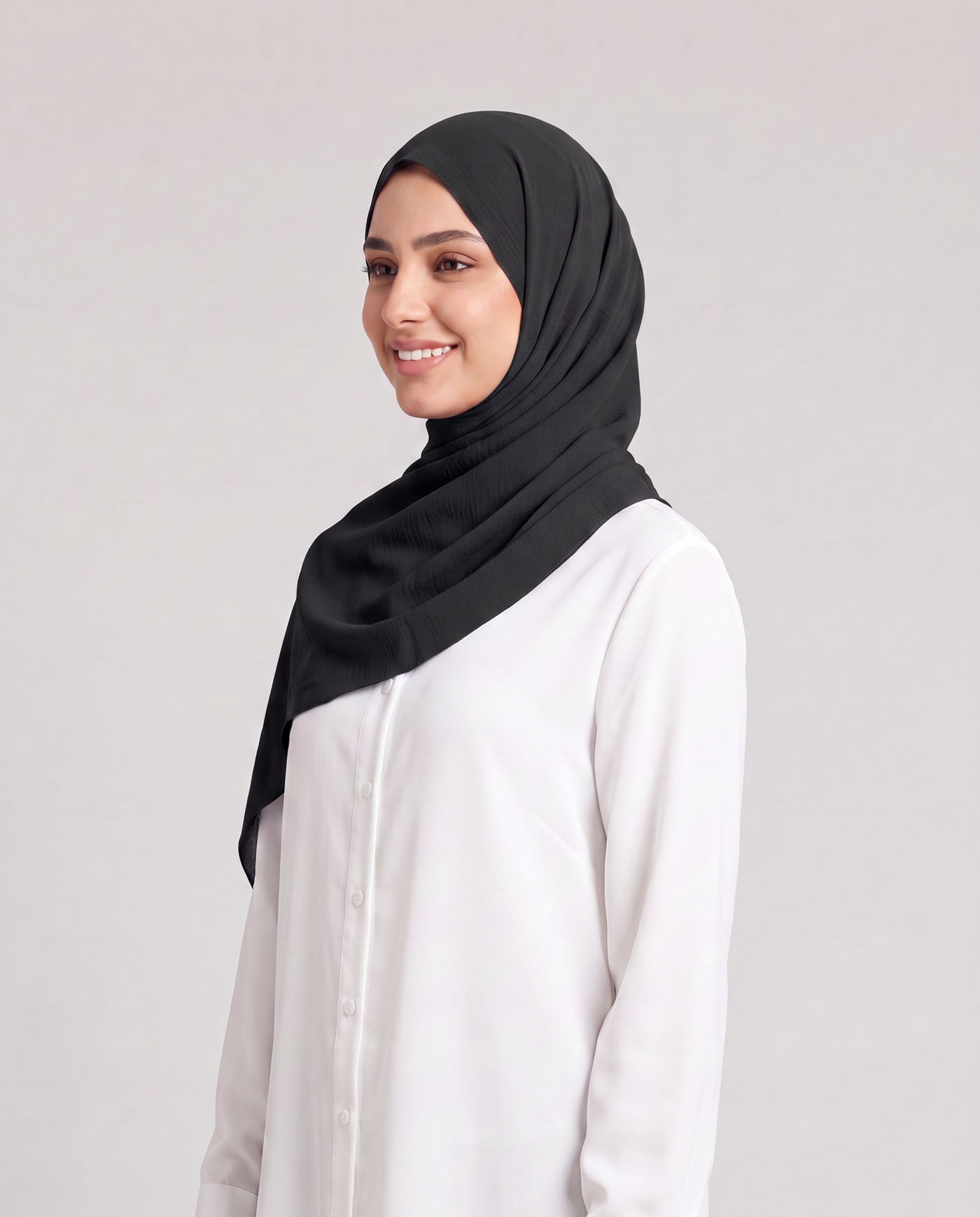 Linne krinklad Hijab - Svart - 2