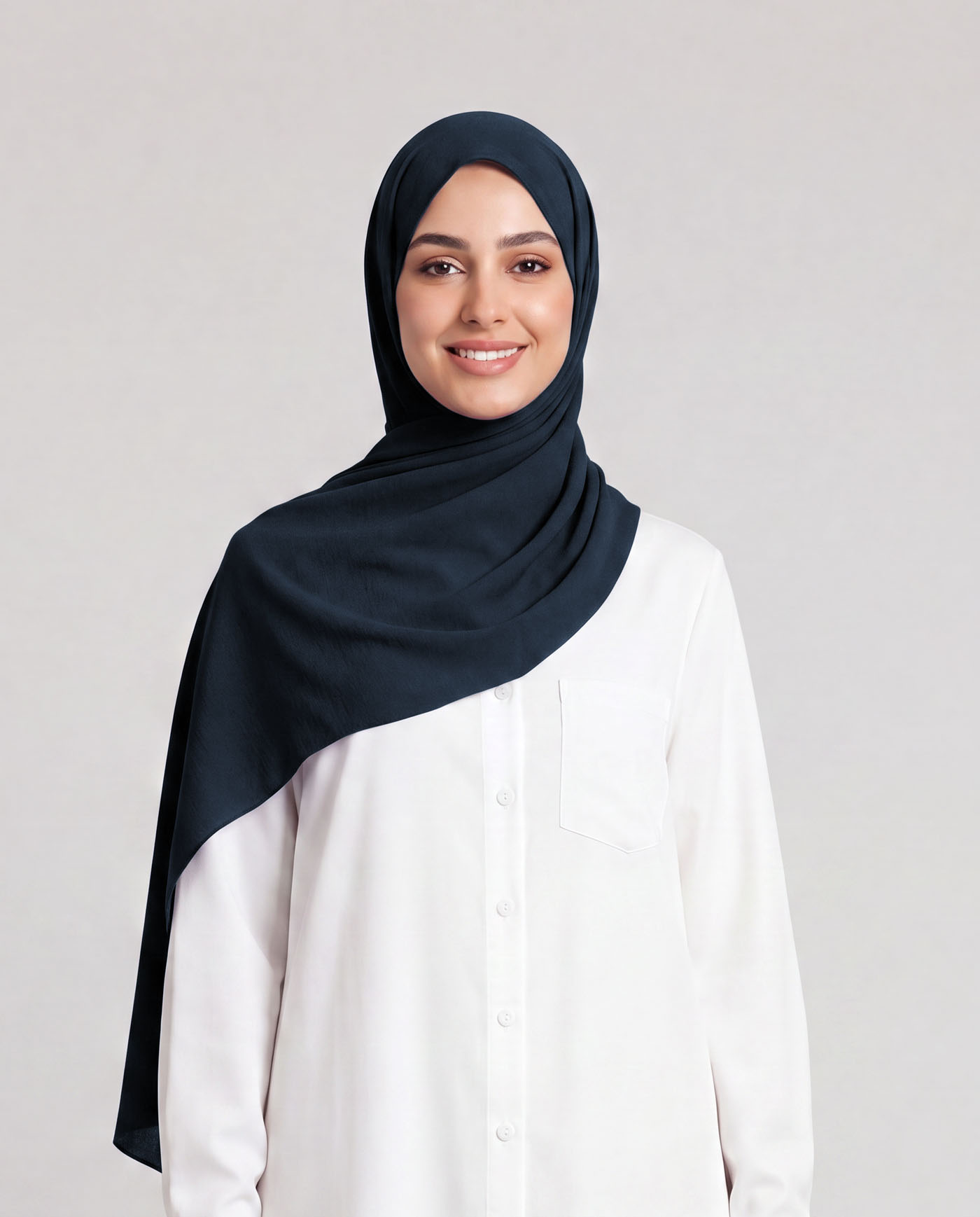 Linne krinklad Hijab - Midnattsblå