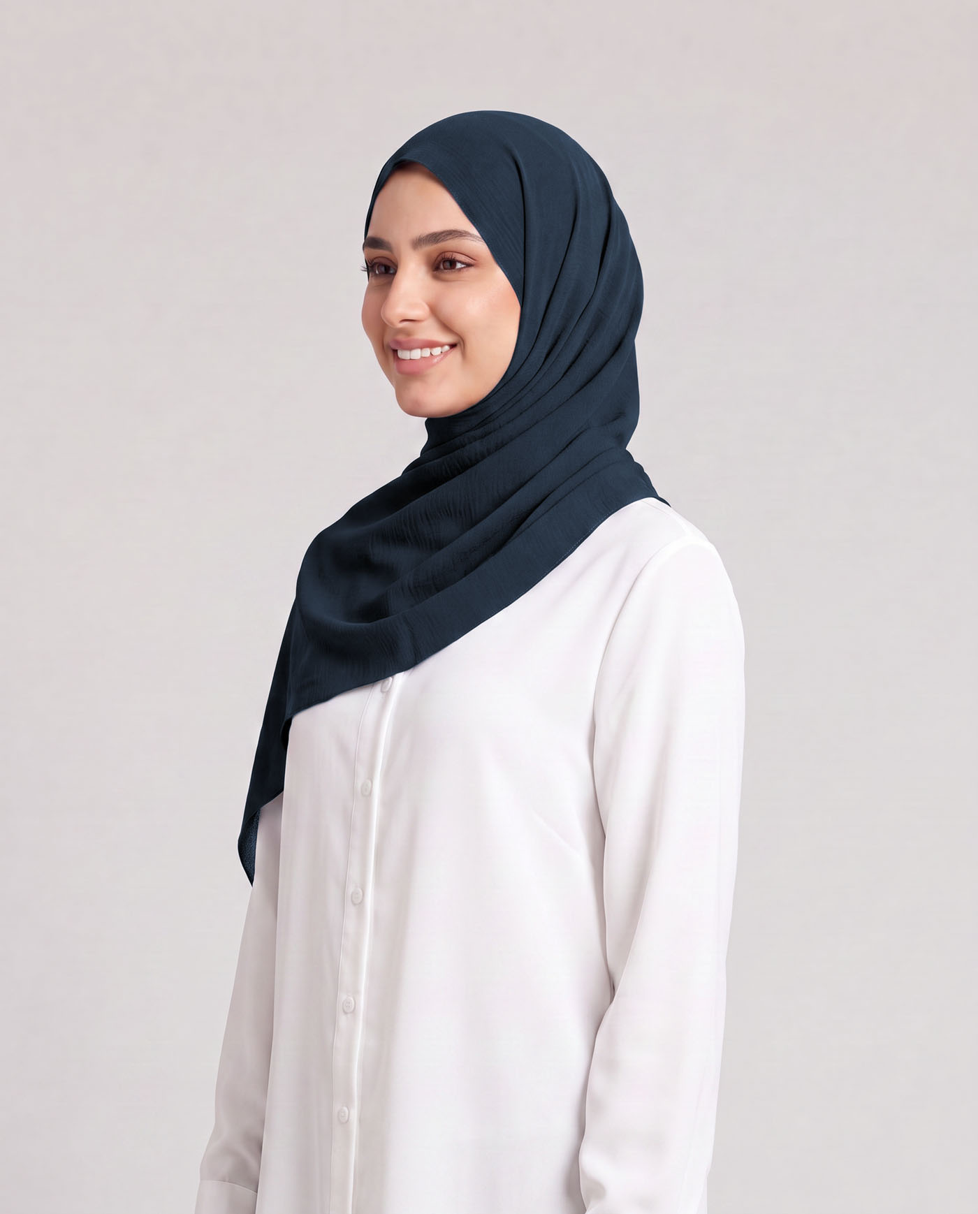 Linne krinklad Hijab - Midnattsblå - 2