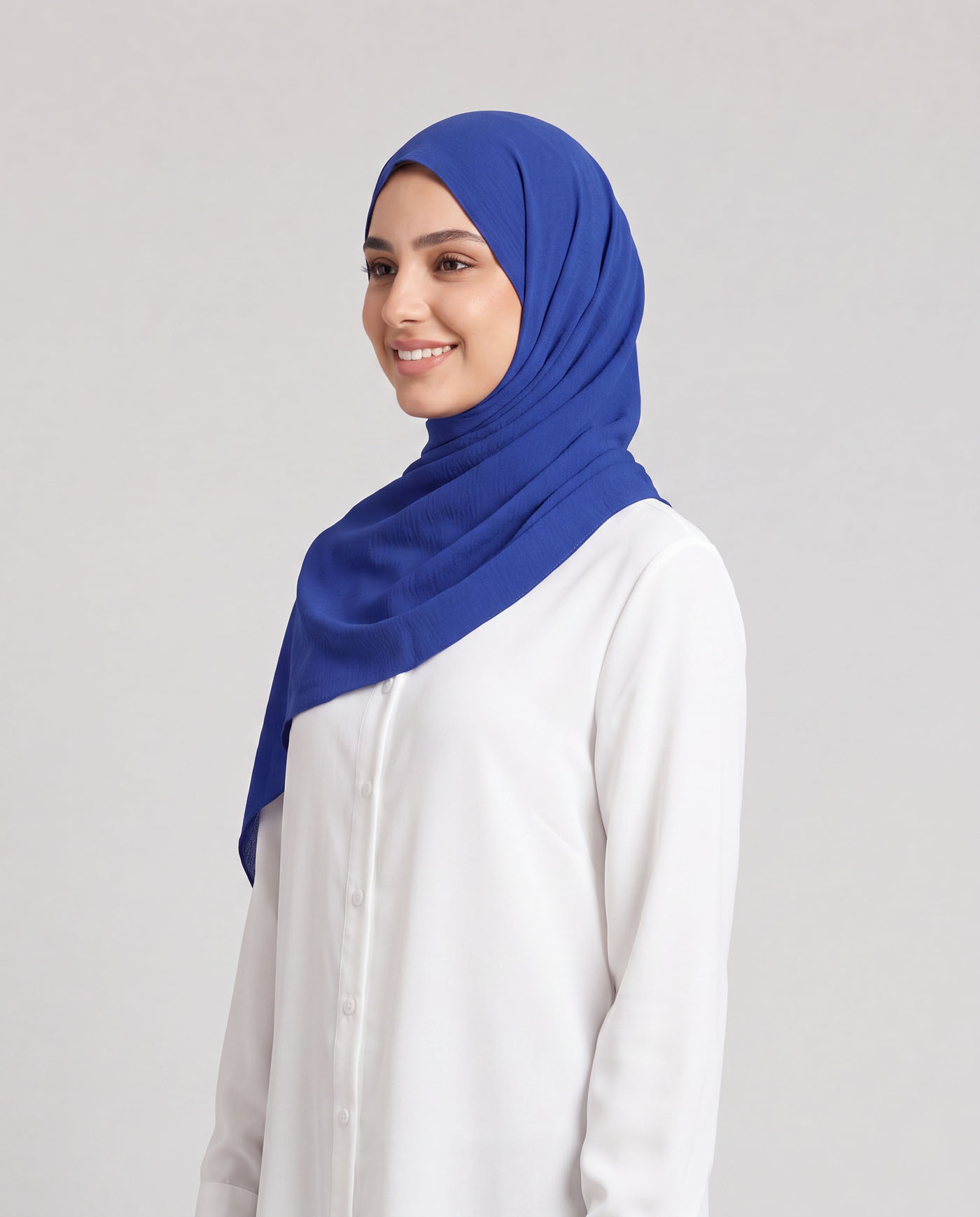 Linne krinklad Hijab - Royal Blå - 2