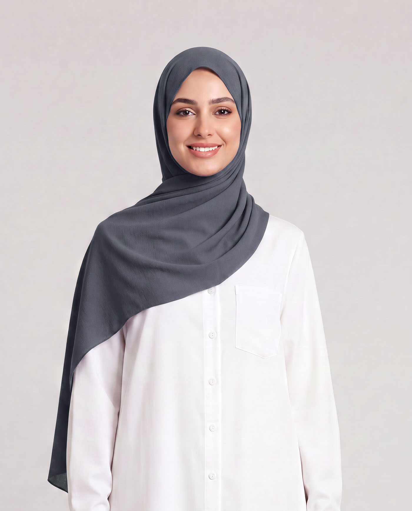 Linne krinklad Hijab - Mörkgrå
