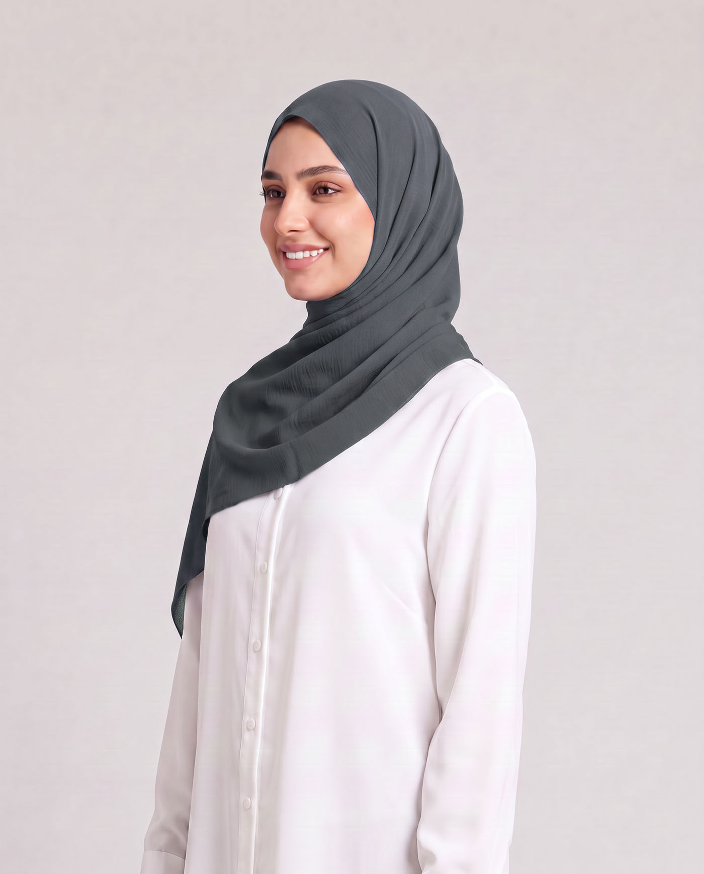 Linne krinklad Hijab - Mörkgrå - 2