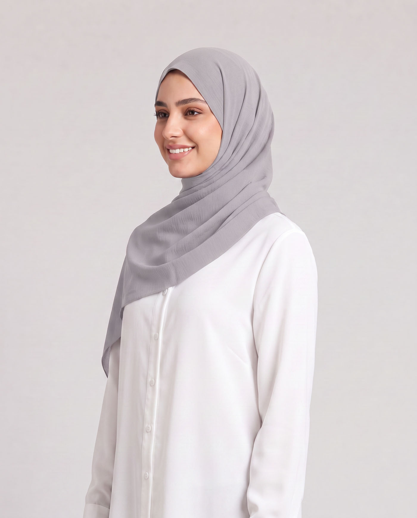 Linne krinklad Hijab - Ljusgrå - 2
