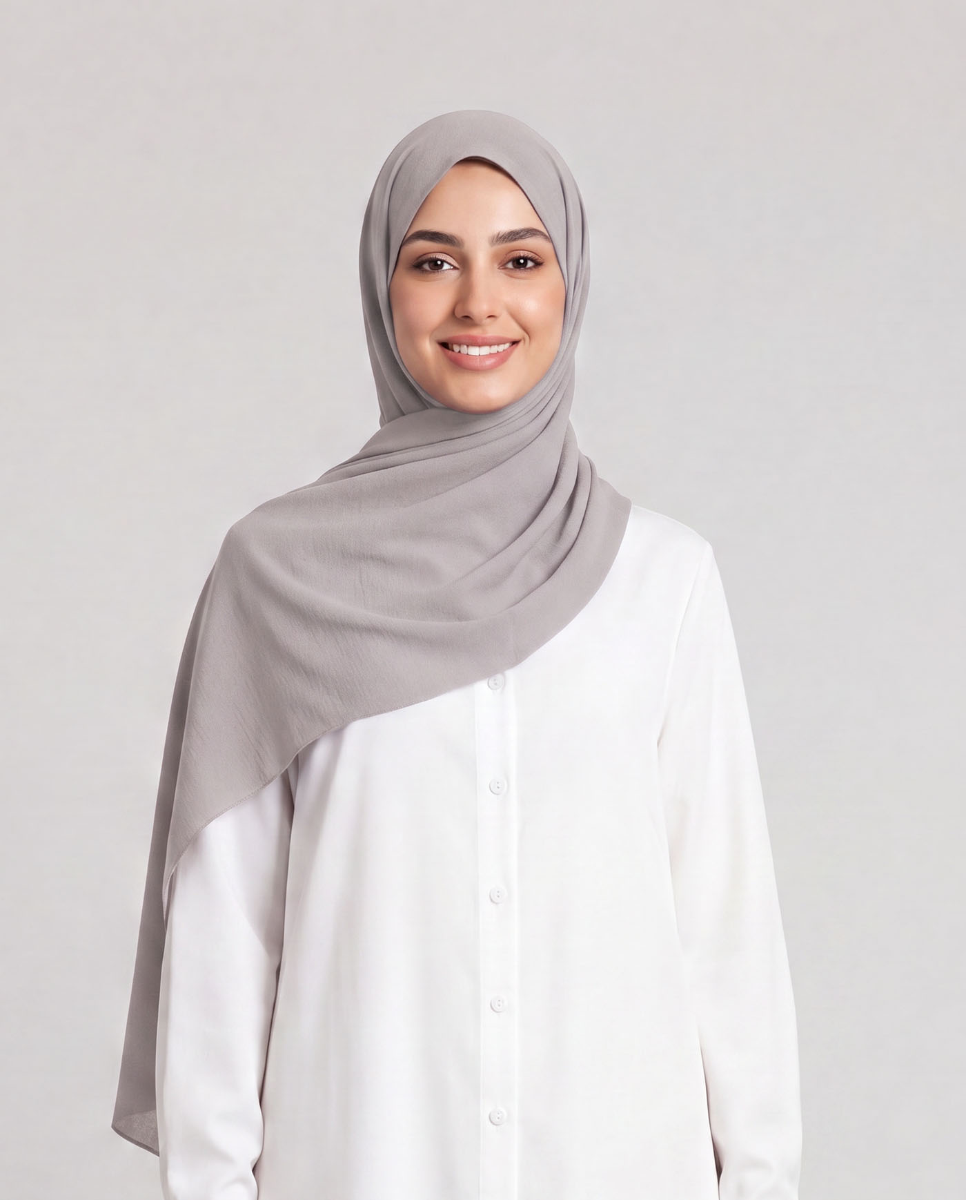 Linne krinklad Hijab - Ljusgrå
