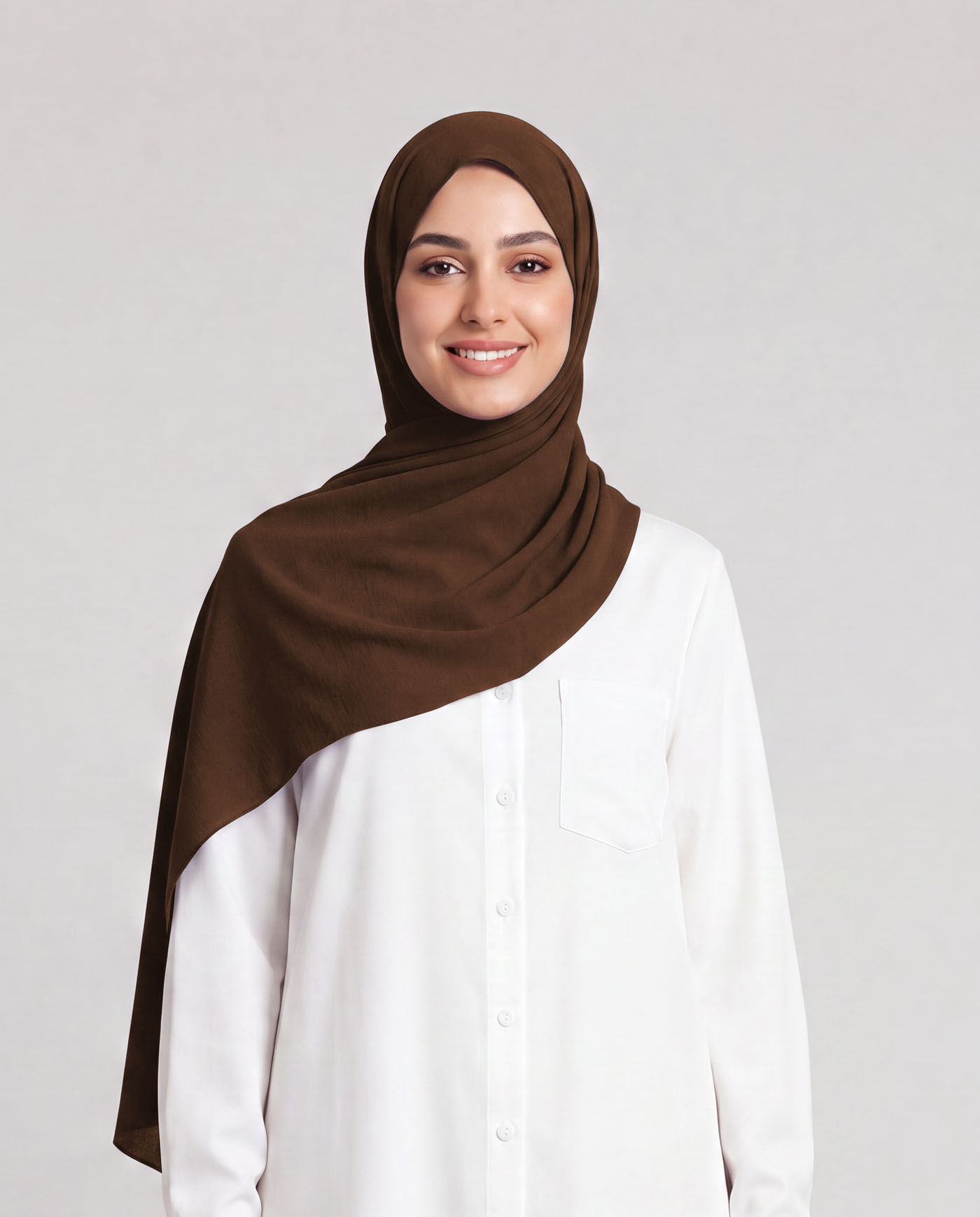 Linne krinklad Hijab - Mörkbrun
