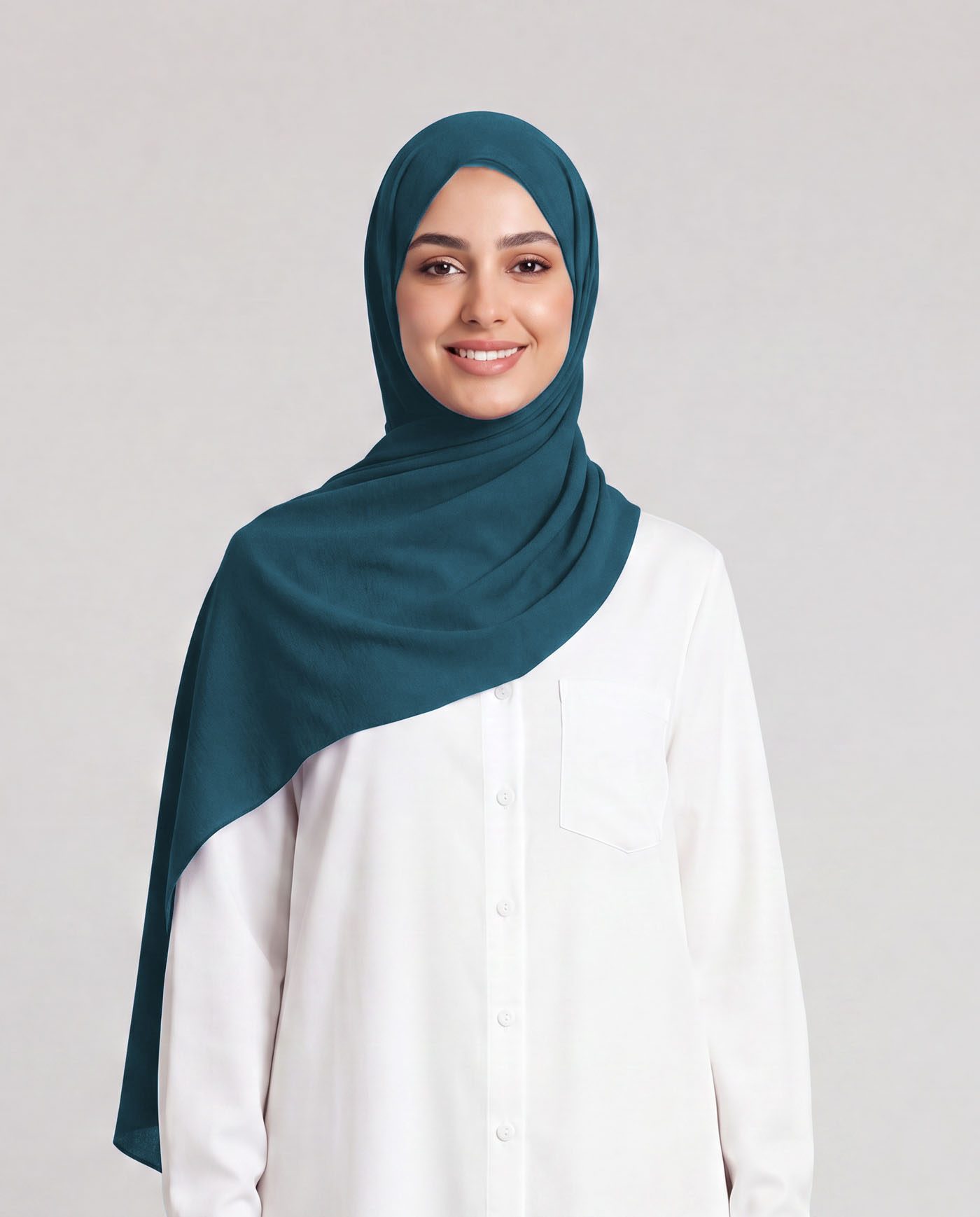 Linne krinklad Hijab - Petrol