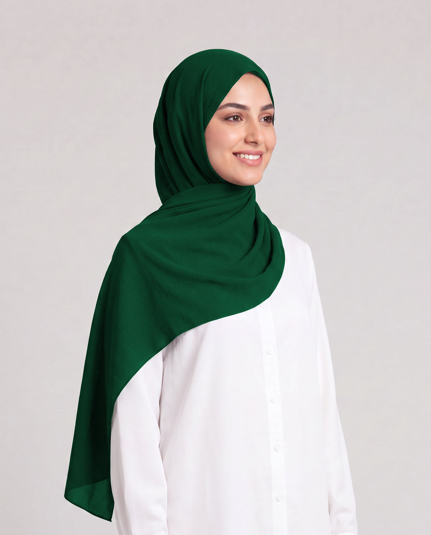 Linne krinklad Hijab - Grön - 2