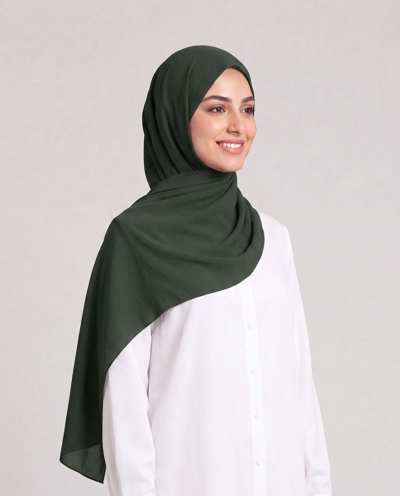 Linne krinklad Hijab - Olivgrön - 2