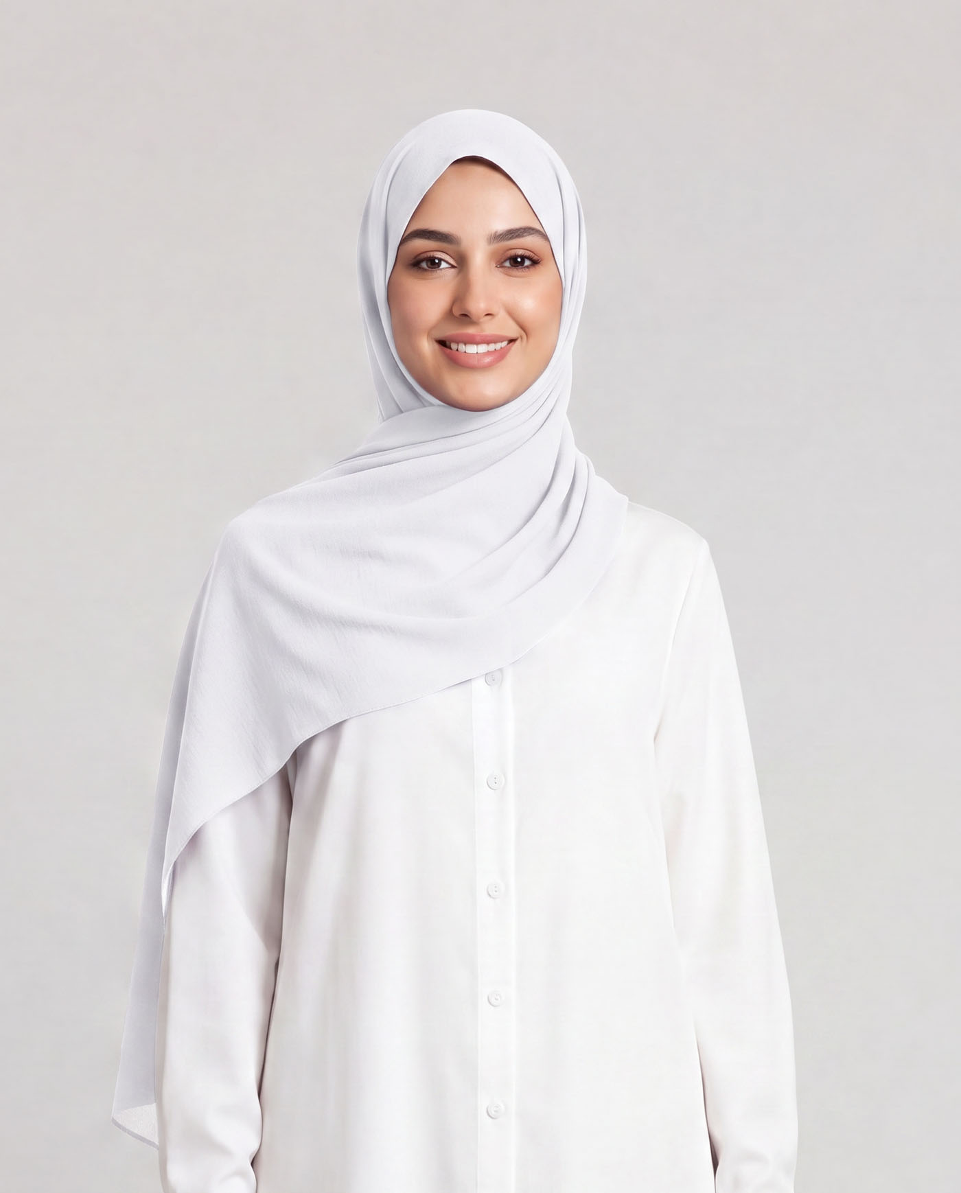 Linne krinklad Hijab - Vit