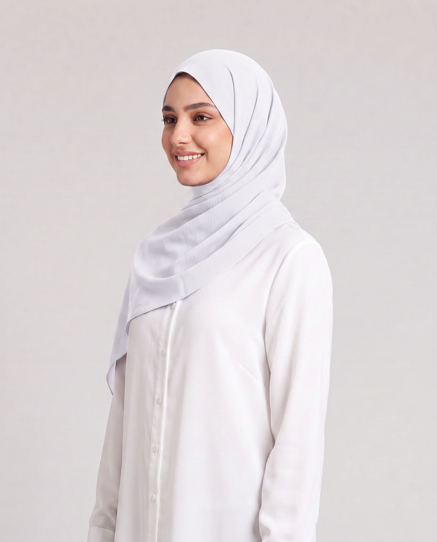 Linne krinklad Hijab - Vit - 2