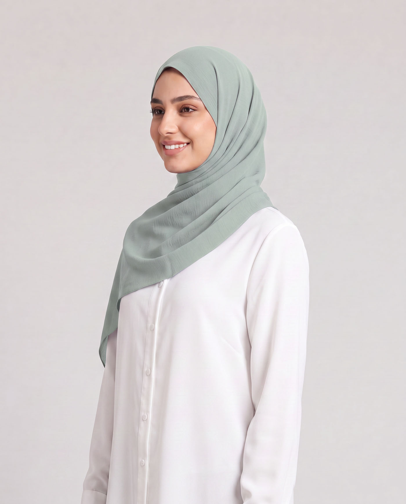 Linne krinklad Hijab - Salviagrön - 2