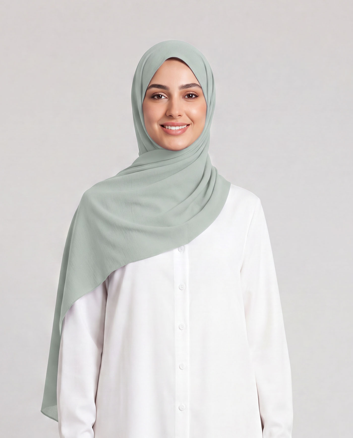 Linne krinklad Hijab - Salviagrön