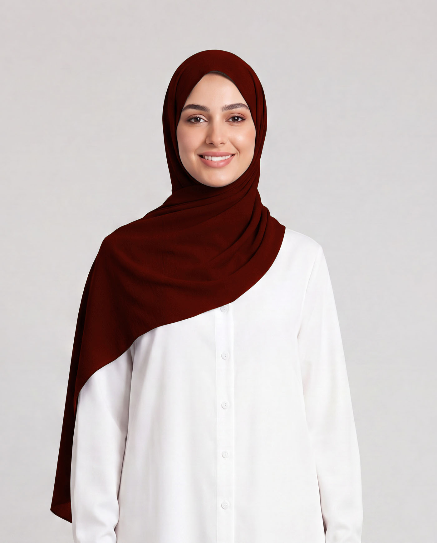 Linne krinklad Hijab - Vinröd