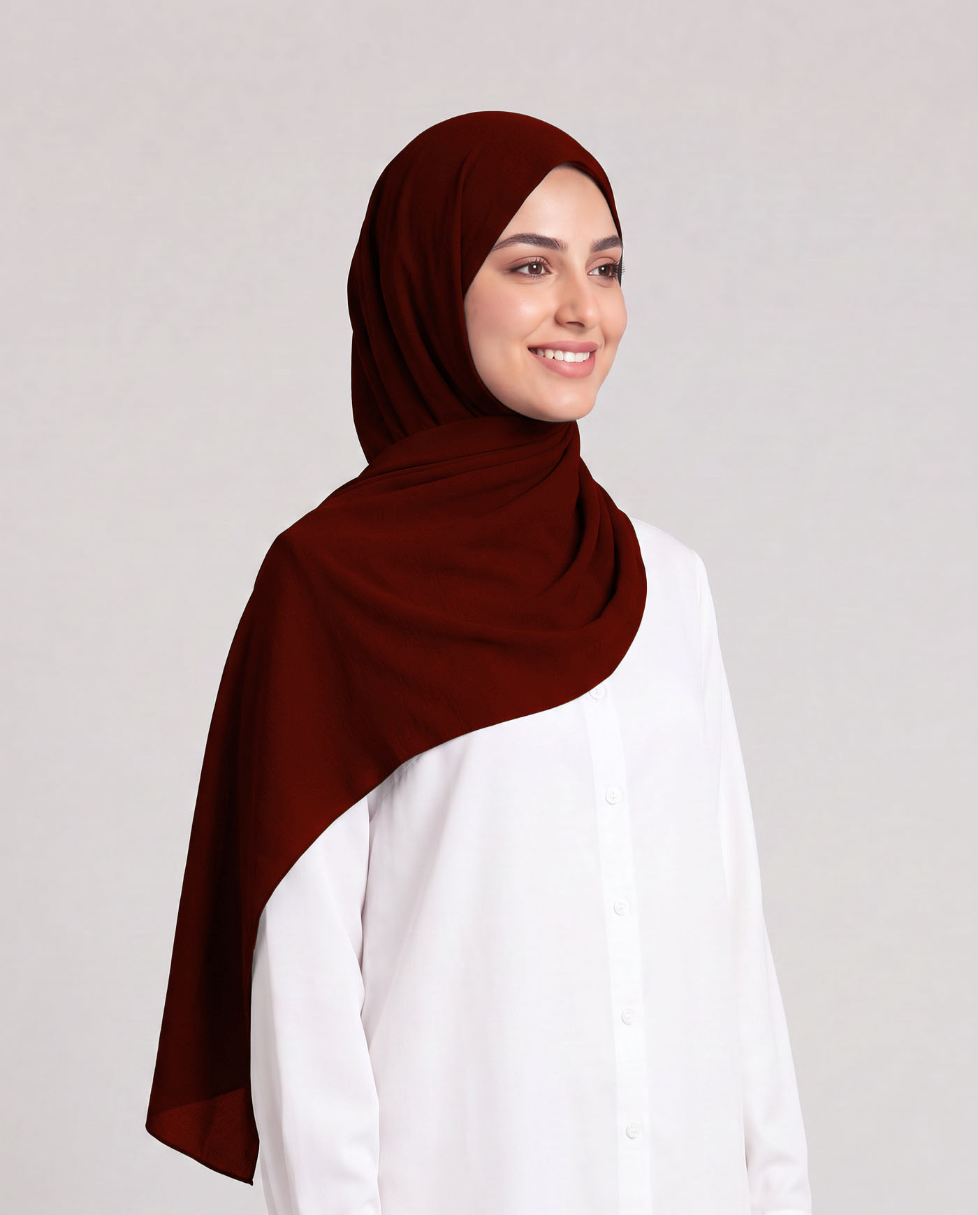 Linne krinklad Hijab - Vinröd - 2