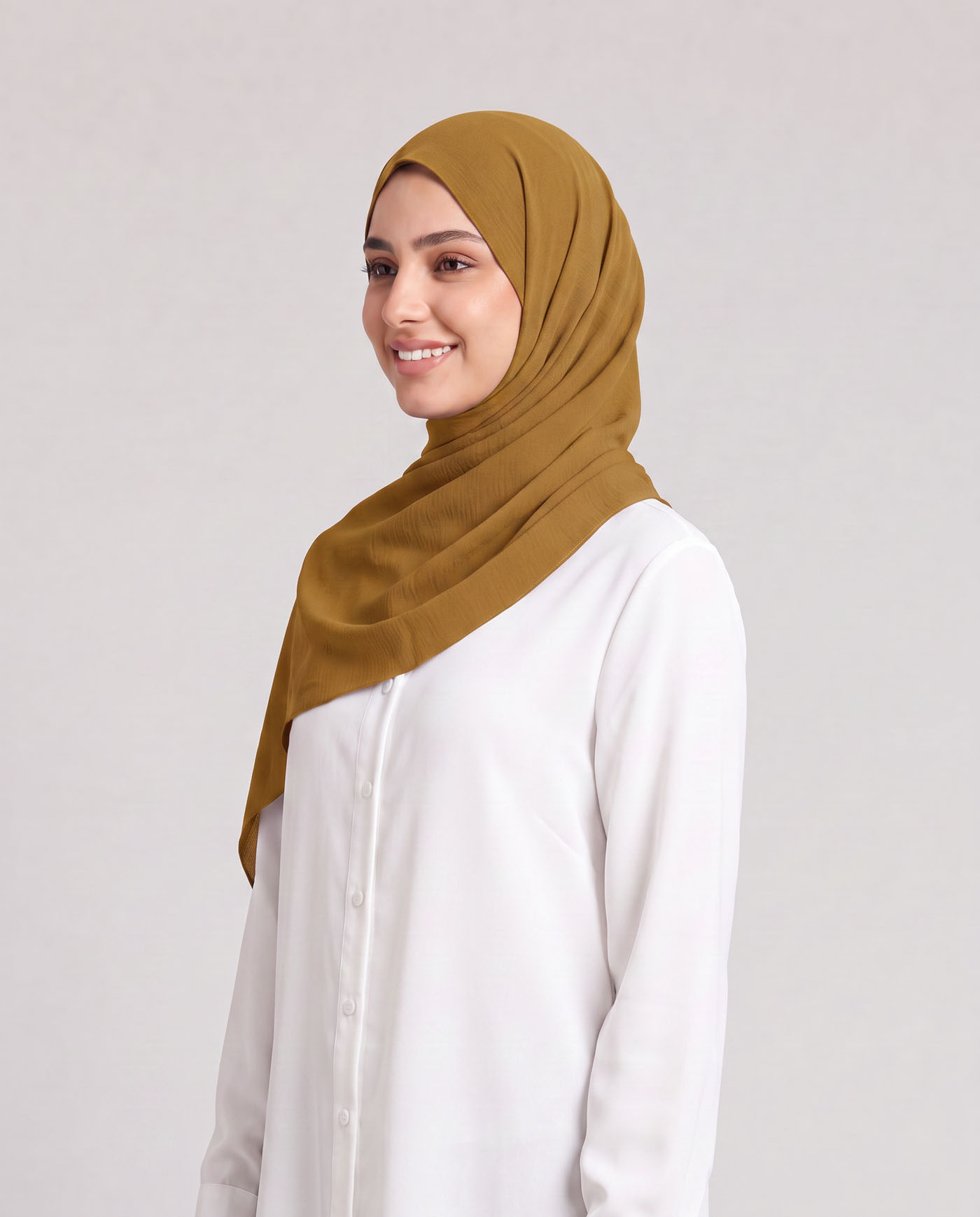 Linne krinklad Hijab - Mustard - 2