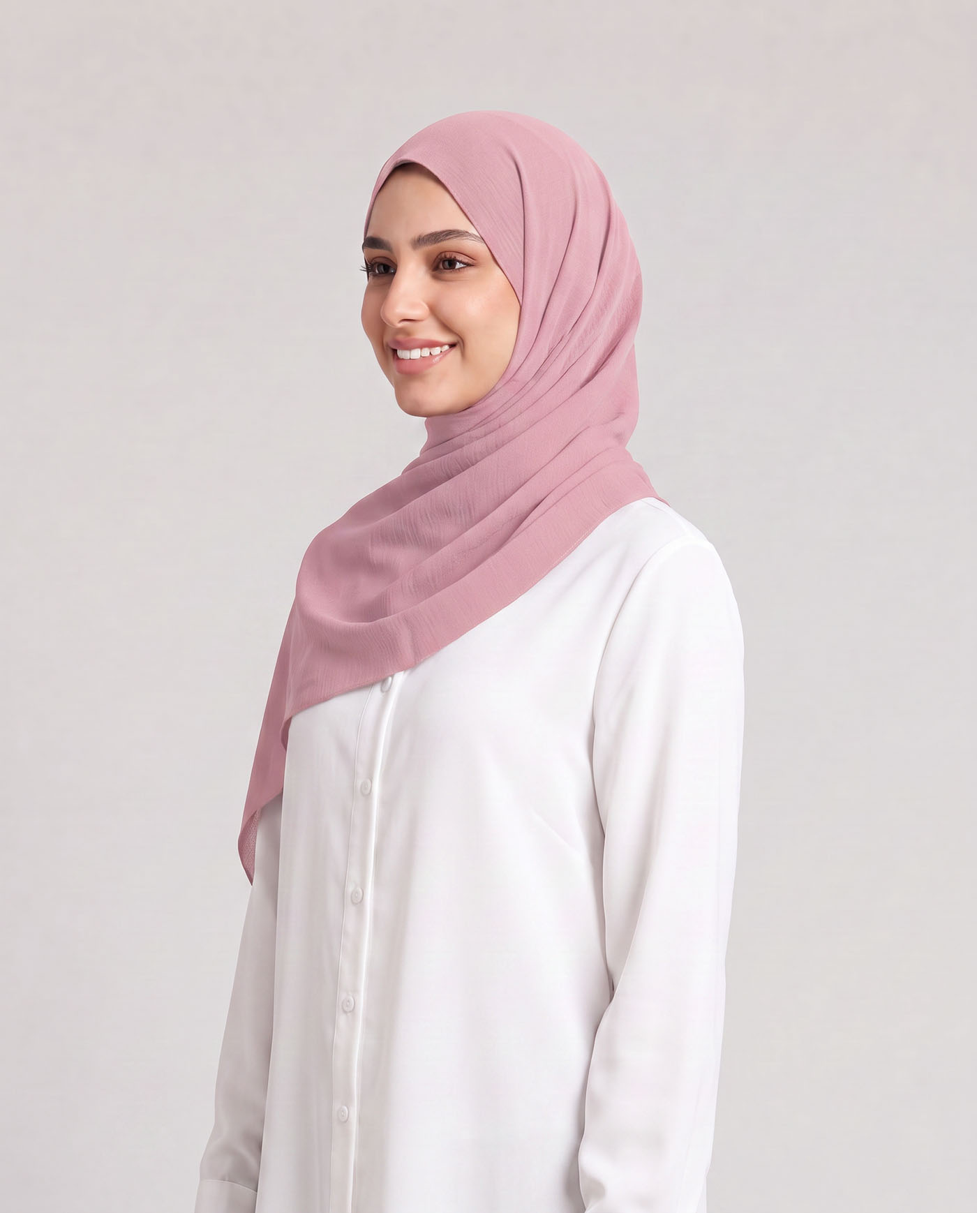 Linne krinklad Hijab - Rosa - 2