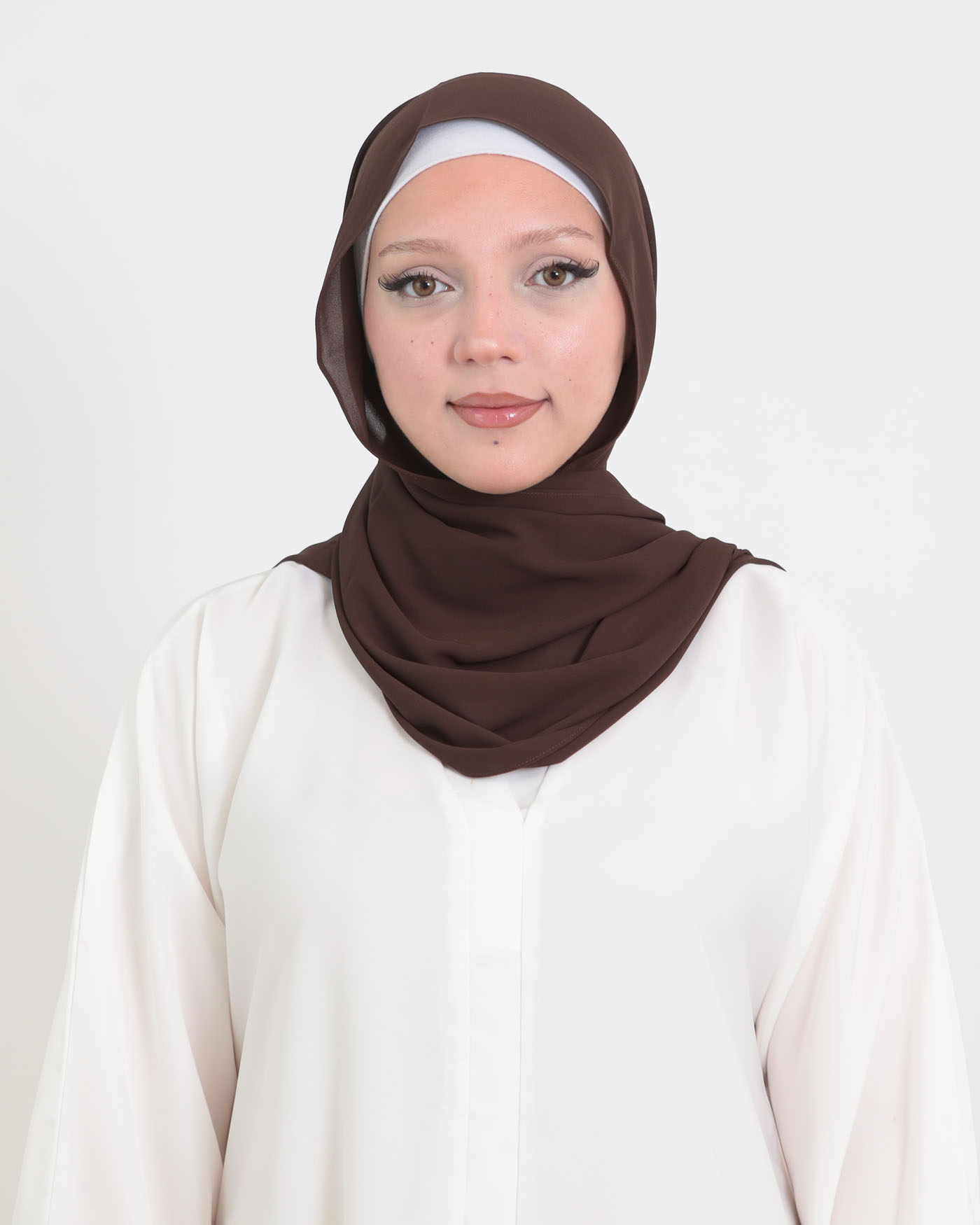 Koreansk chiffon Hijab - Mörkbrun