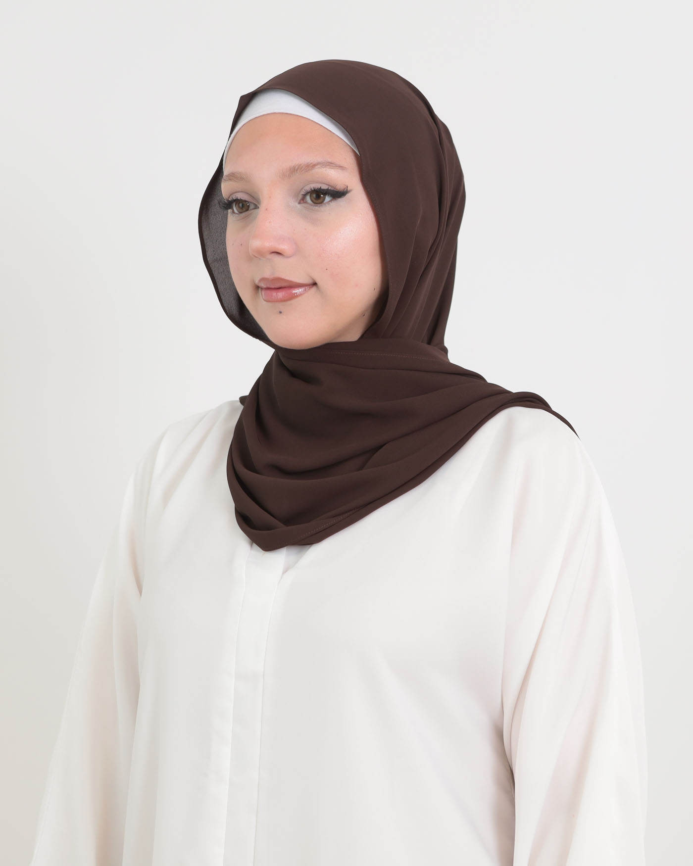 Koreansk chiffon Hijab - Mörkbrun - 2