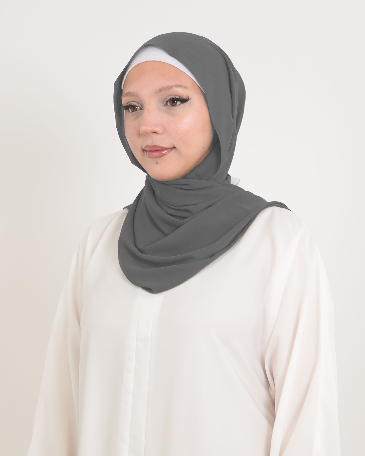 Koreansk chiffon Hijab - Mörkgrå - 2