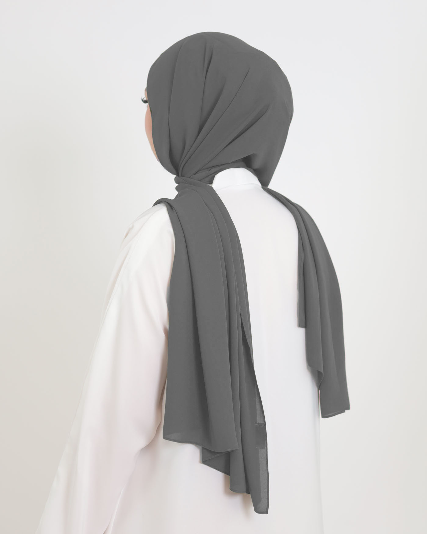 Koreansk chiffon Hijab - Mörkgrå - 3