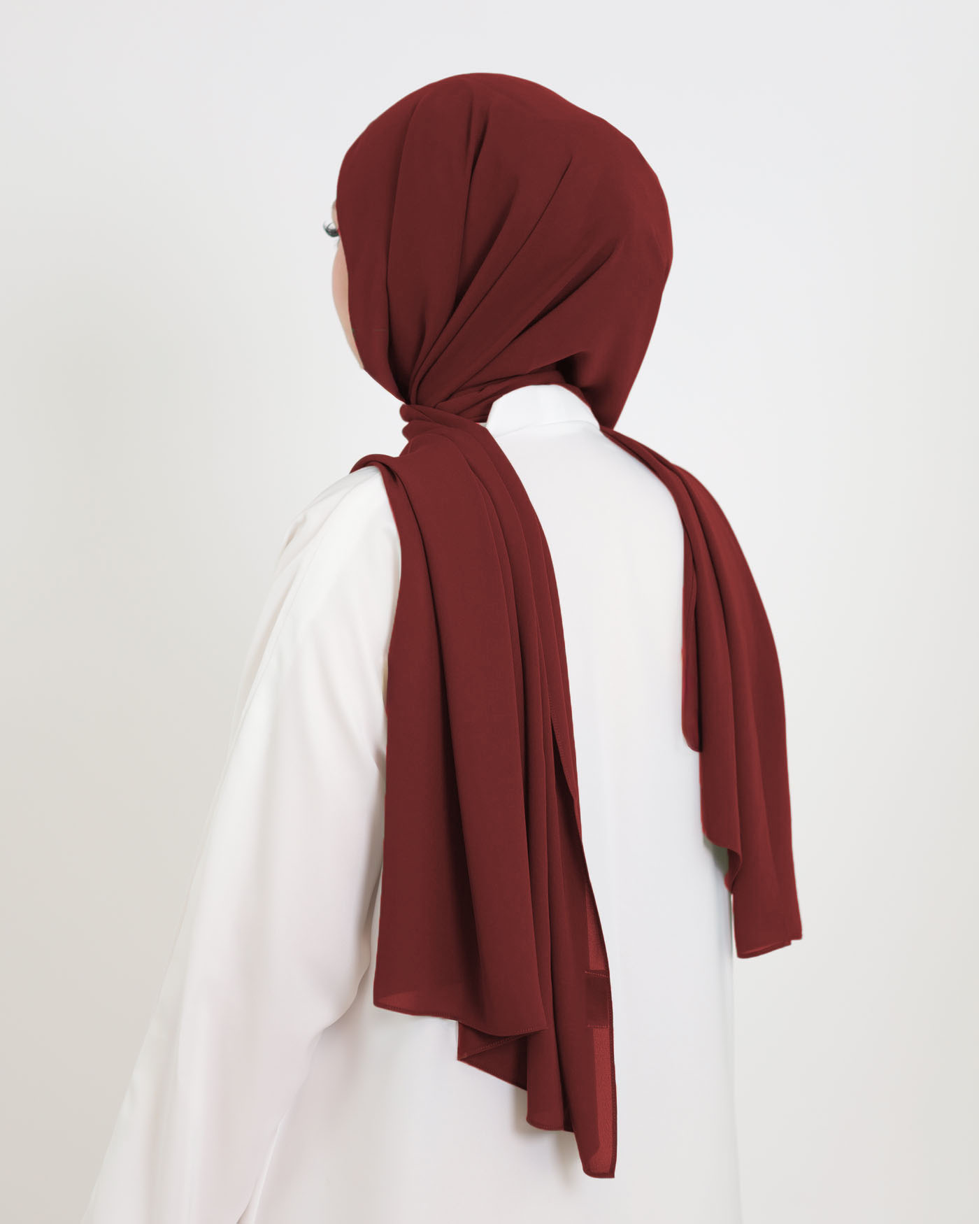 Korean Chiffon Hijab - Maroon - 3