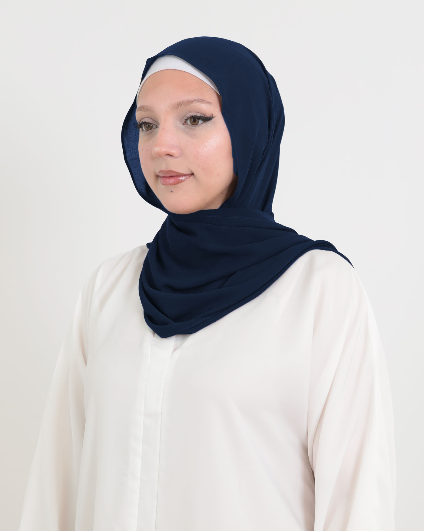 Korean Chiffon Hijab - Navy Blue - 2