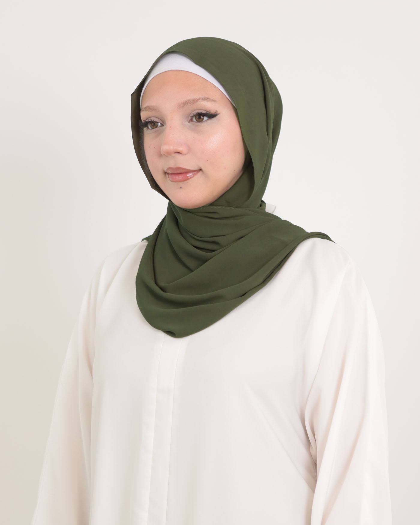 Koreansk chiffon Hijab - Khakigrön - 2