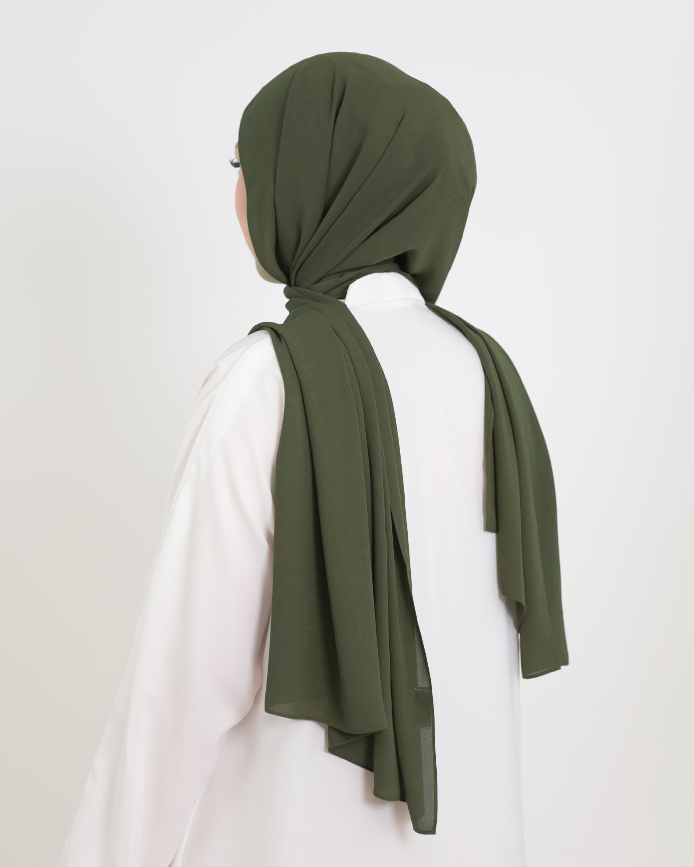 Koreansk chiffon Hijab - Khakigrön - 3
