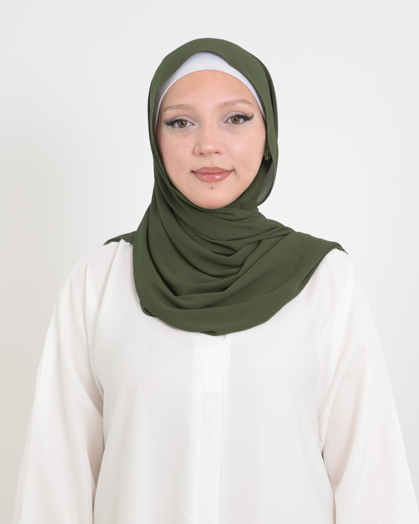 Koreansk chiffon Hijab - Khakigrön