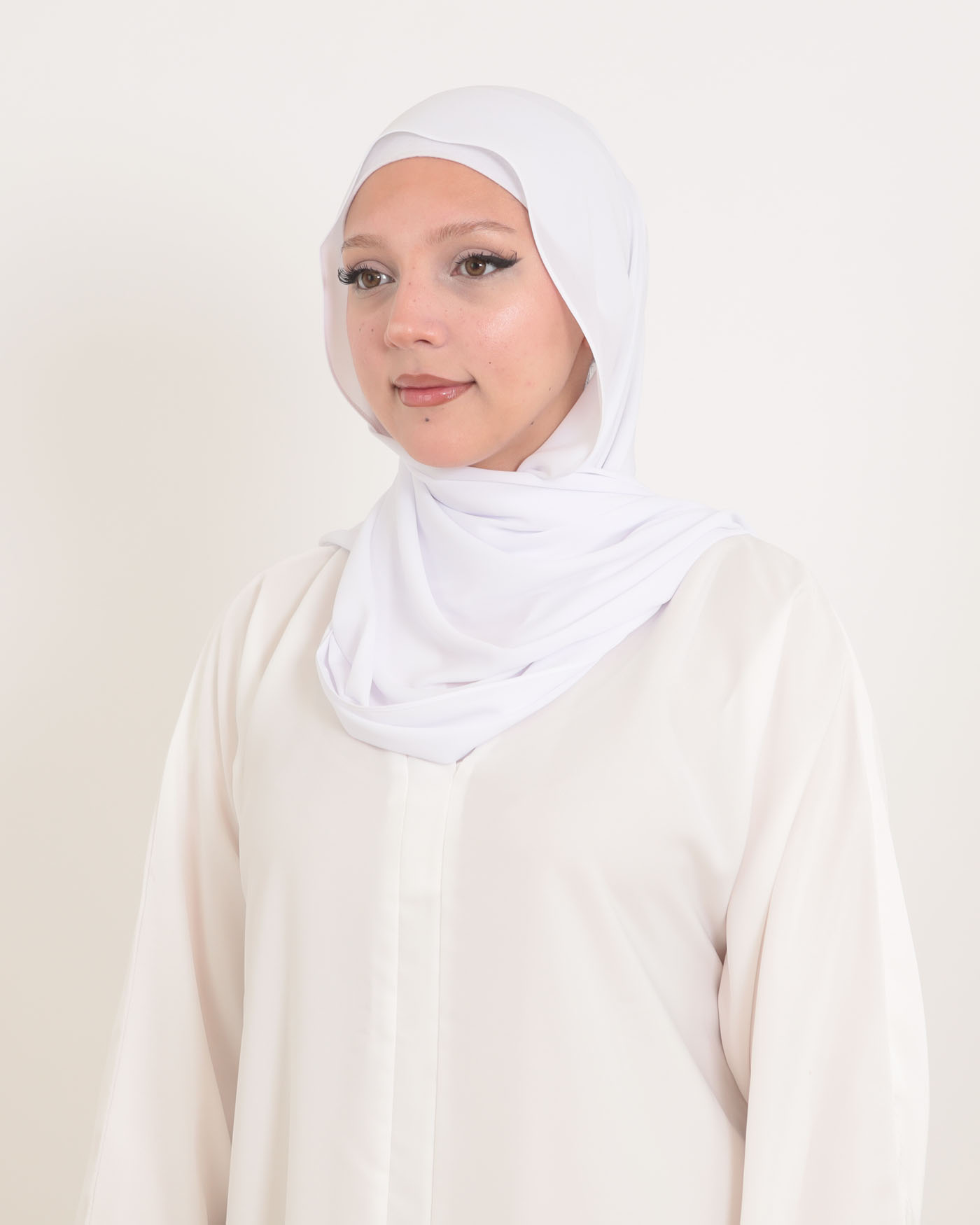 Korean Chiffon Hijab - White - 2