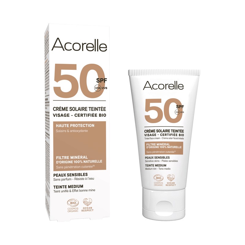 Acorelle Tinted Face Sunscreen SPF50 Medium 50ml