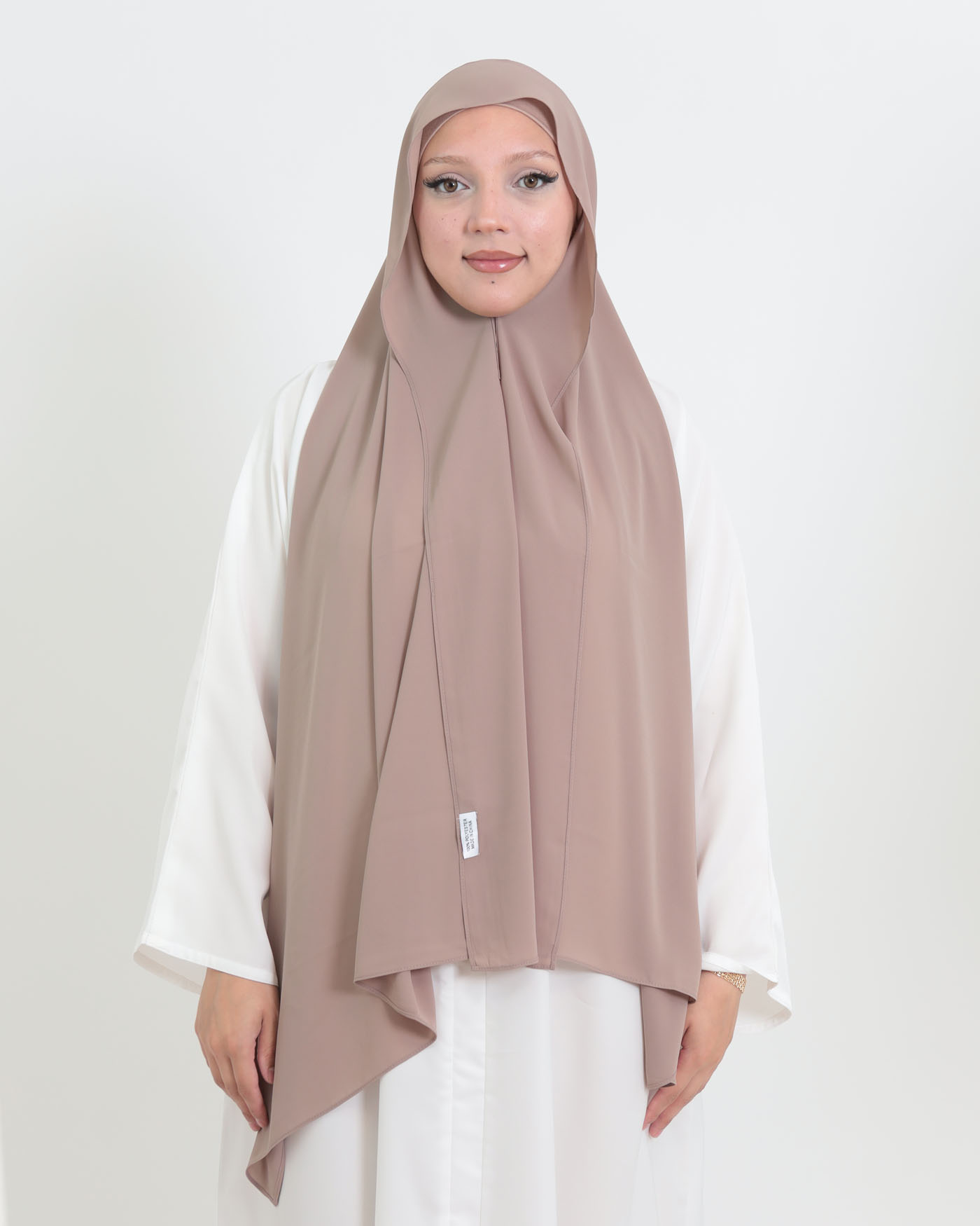 Hijab med cap och integrerad magnet - Lyx Chiffon - Taupe - 3