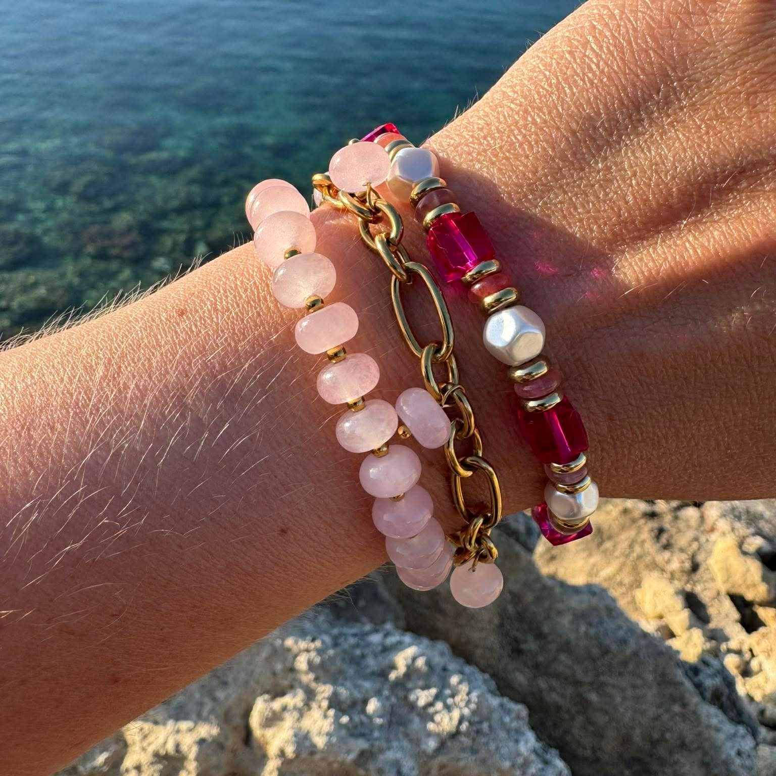 Mixed pearl bracelet rose - 2
