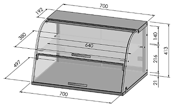 Neutral glass display case, Vivian NL 700/1