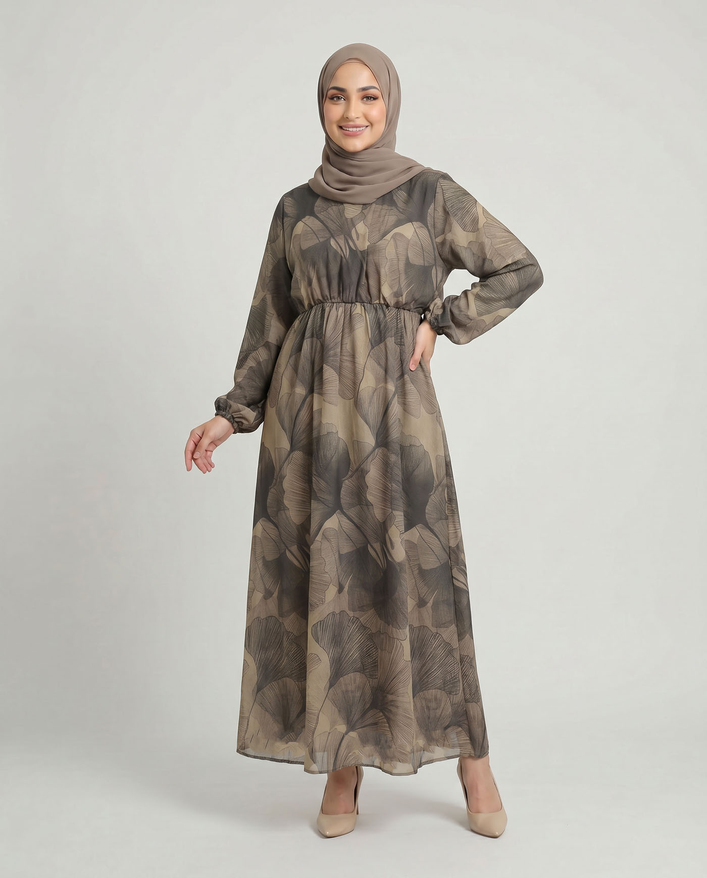 Maxi Dress in Linen fabric - Beige