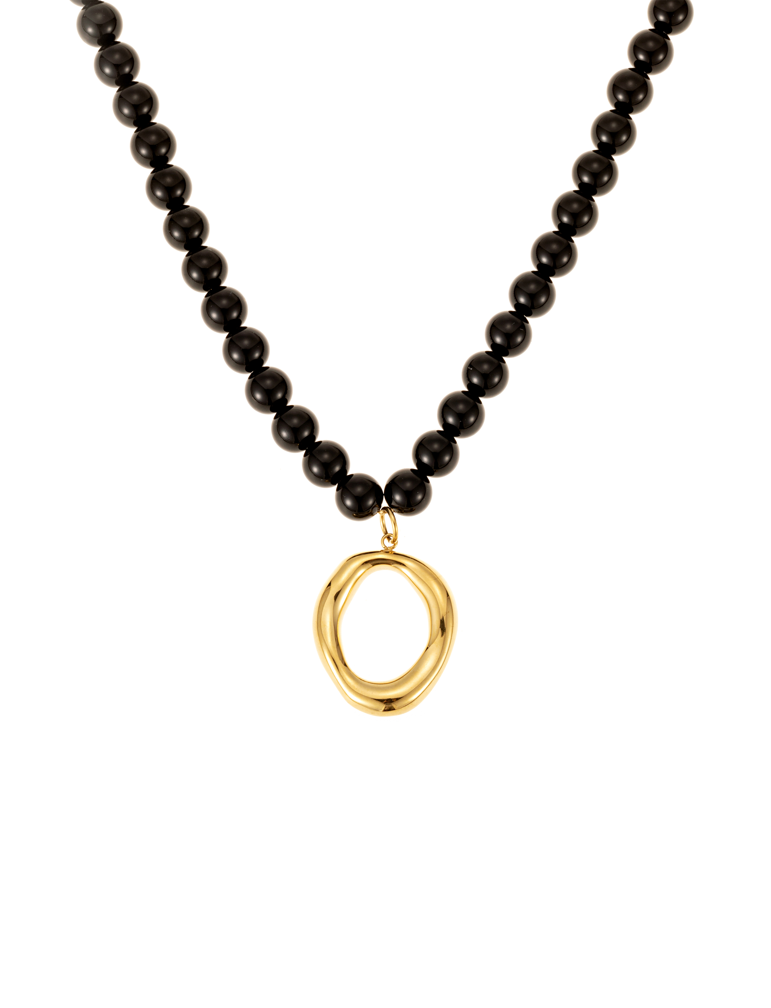 Halo black bead necklace