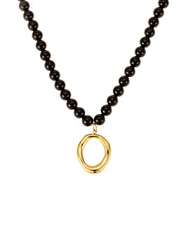 Halo black bead necklace