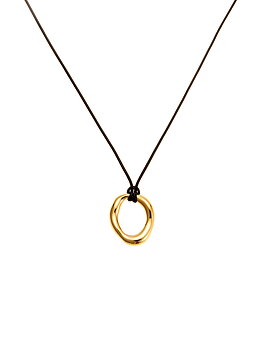 Halo leather necklace gold