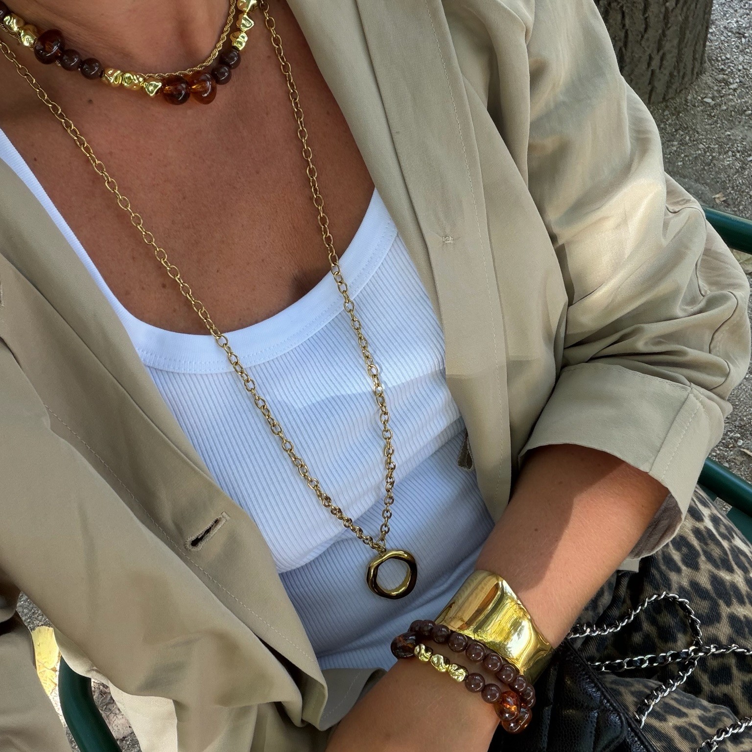 Halo chain necklace gold - 2