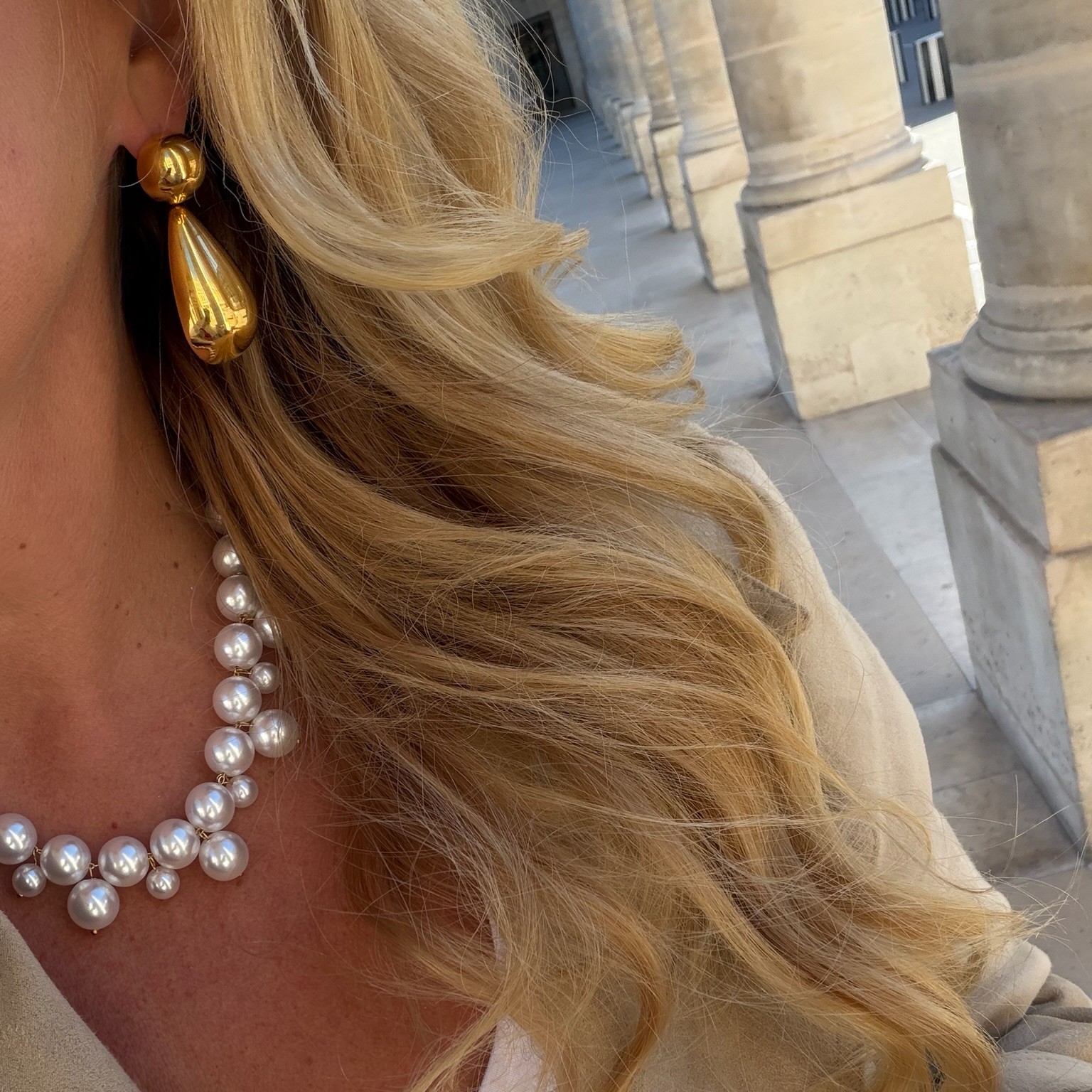 Pebble earring gold - 2