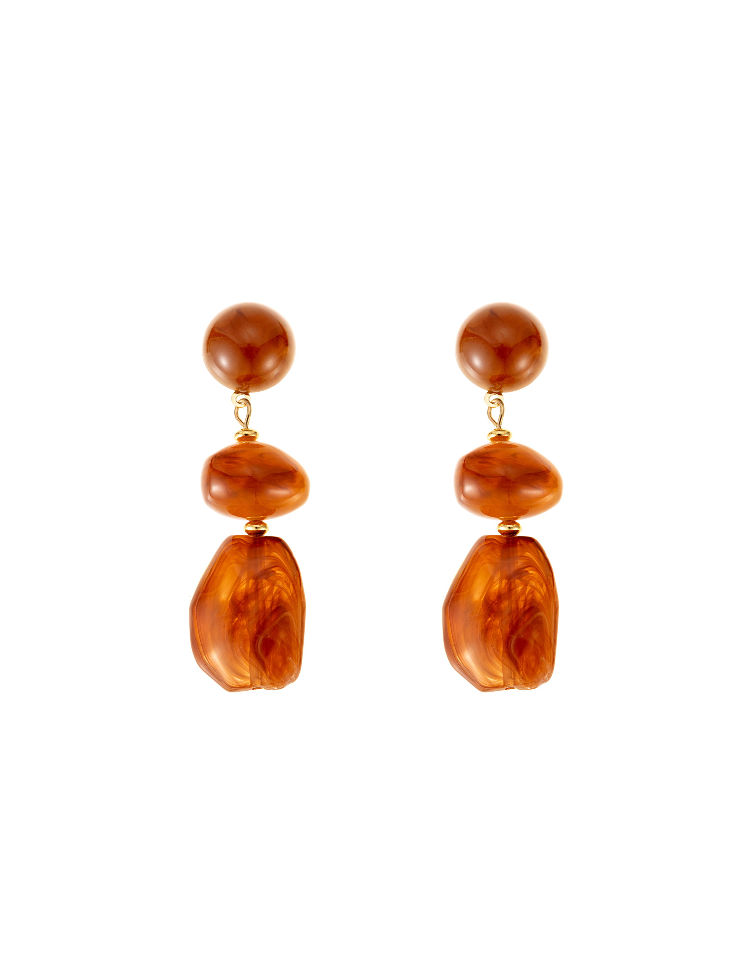 Brown resin drop earring - 2