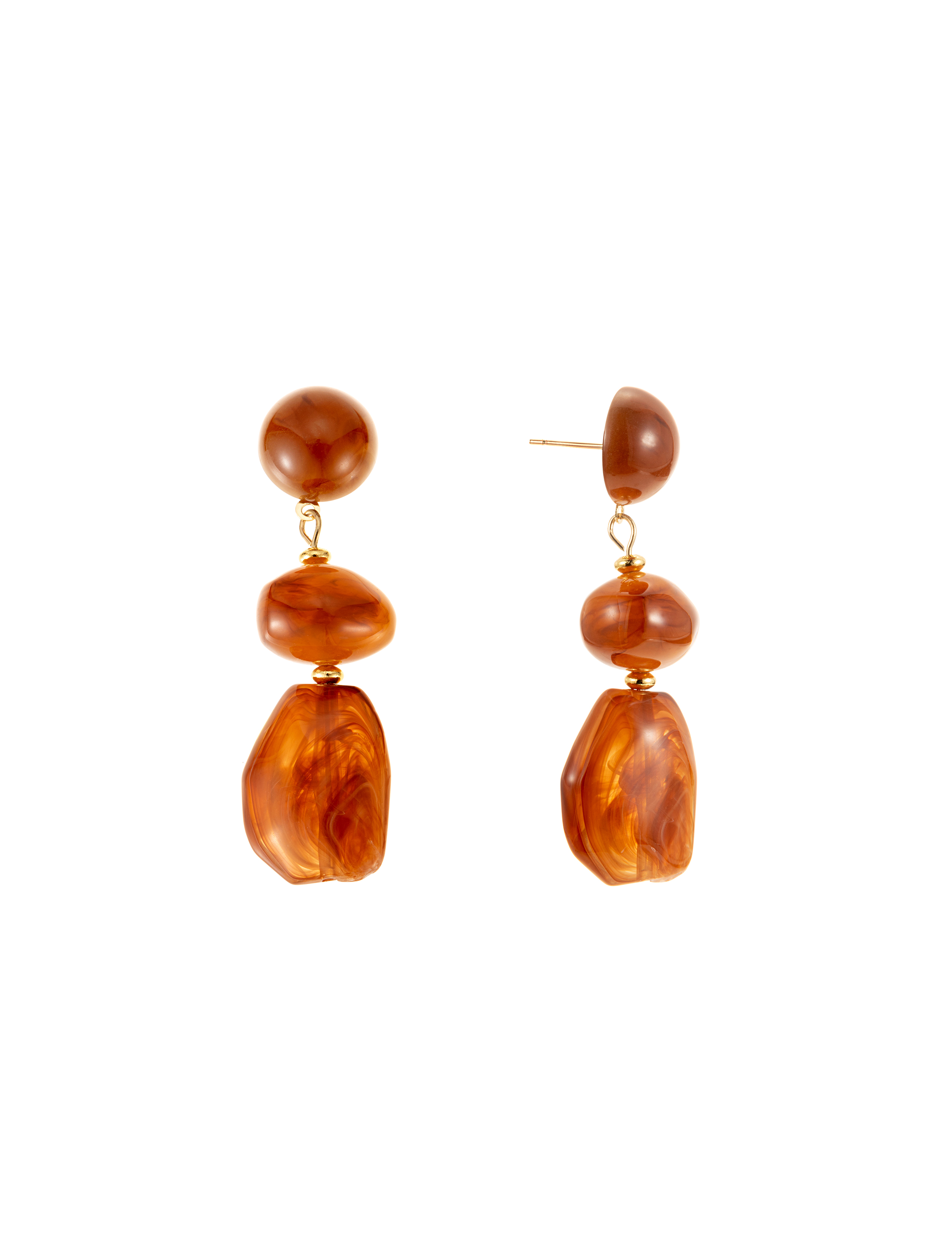 Brown resin drop earring