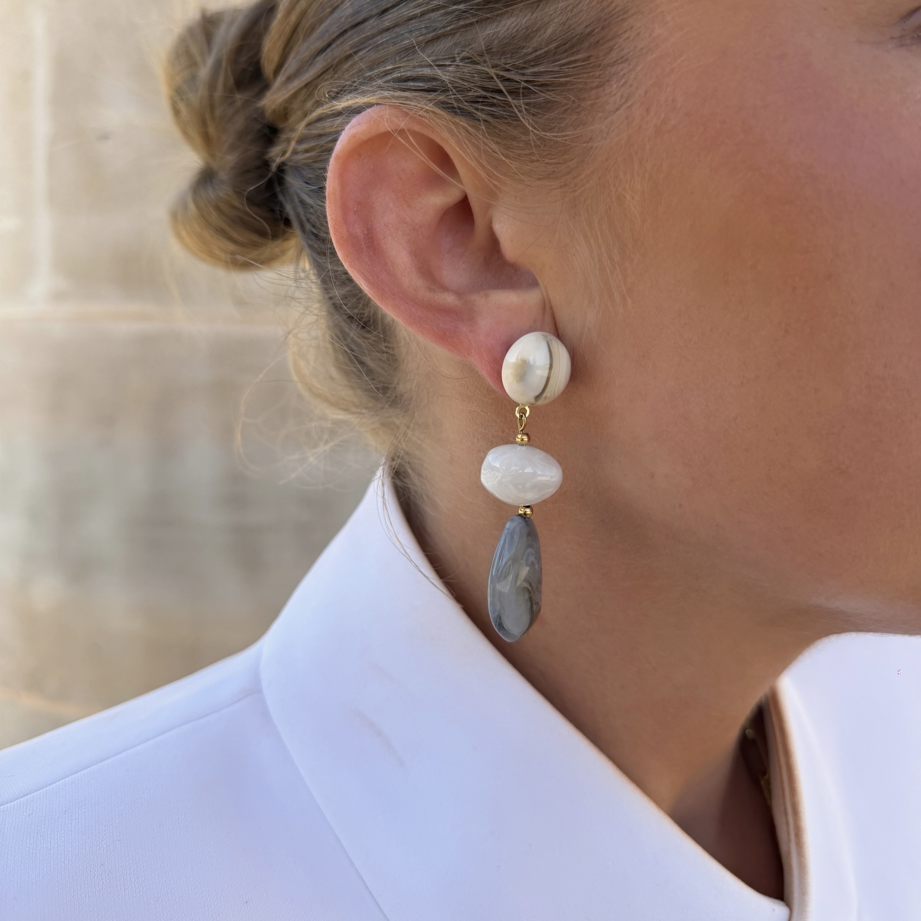 Marble resin drop earring - 3
