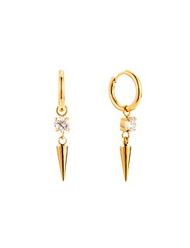 Peak and crystal huggie gold