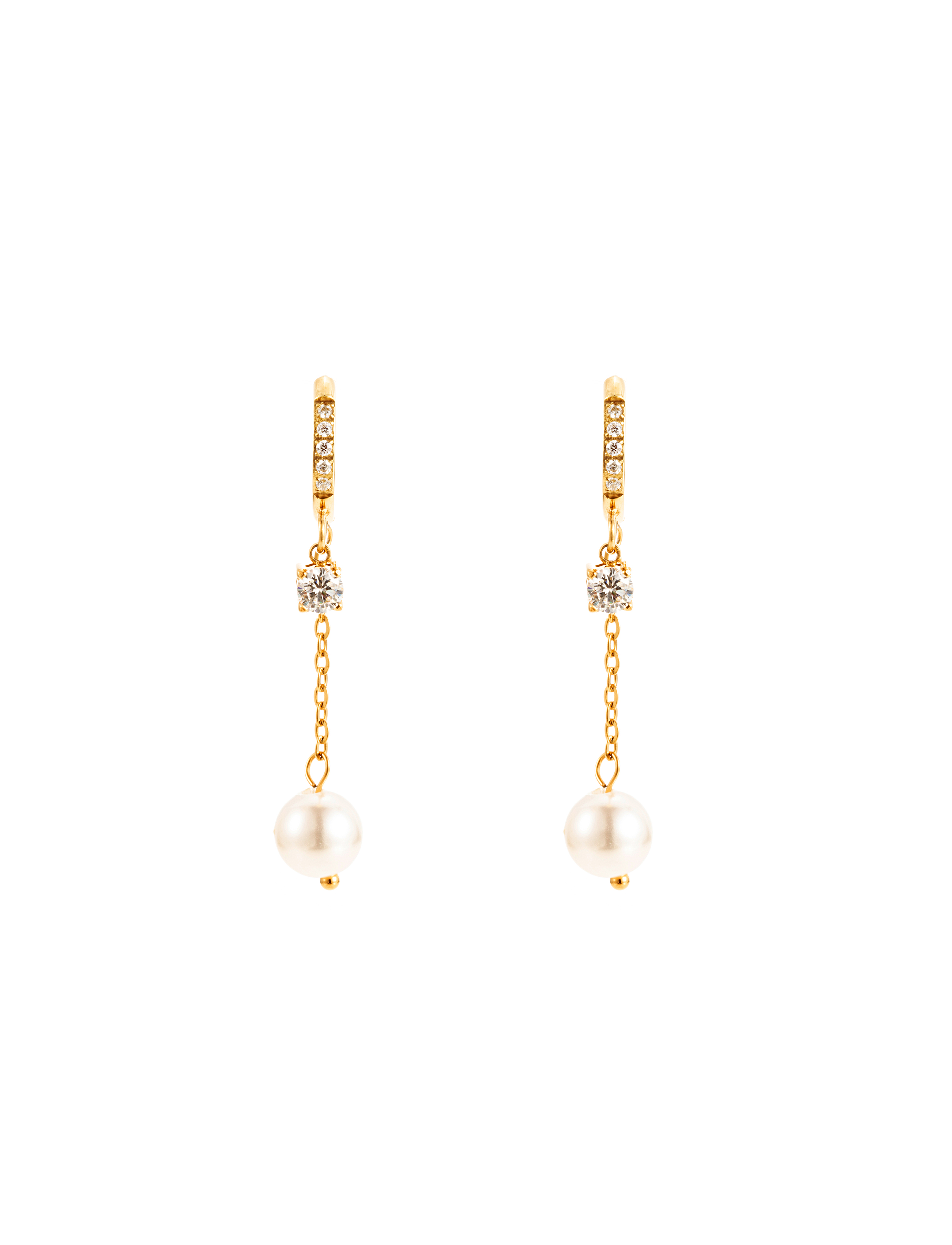 Pearl and crystal huggie gold - 3
