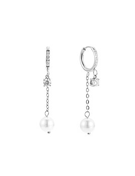 Pearl and crystal huggie steel