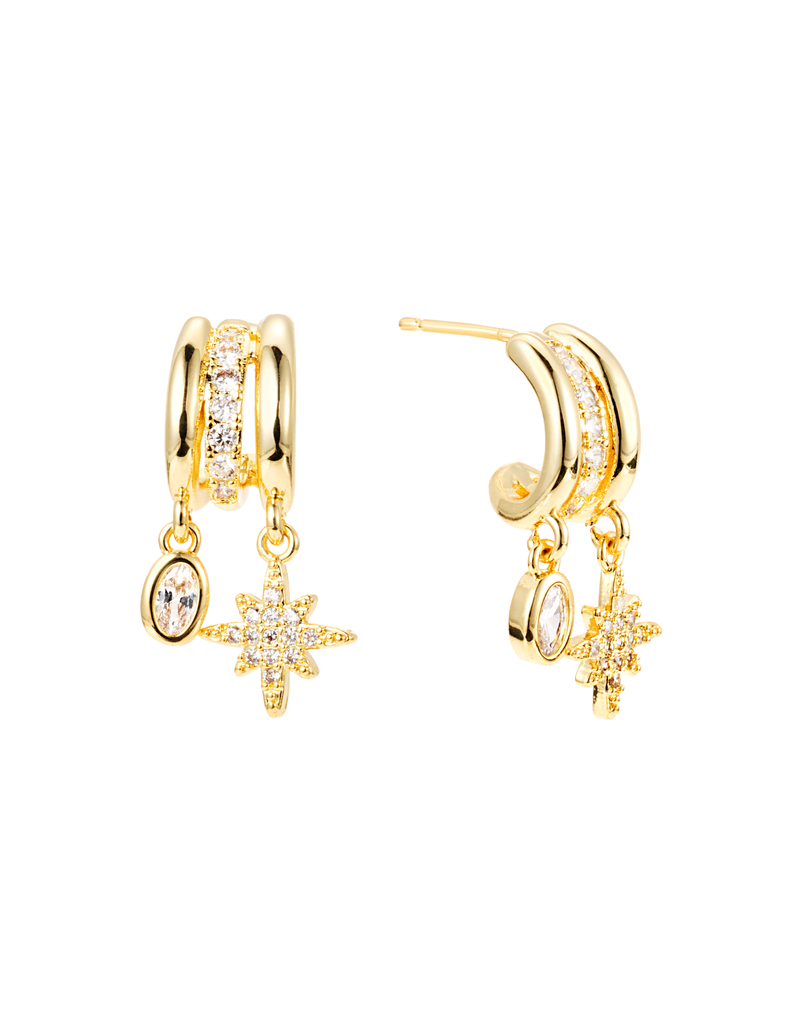 Tripple earring gold - 2